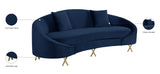 Serpentine Velvet Contemporary Sofa - Elegant Design with Plush Comfort and Gold Steel Legs for Chic Homes