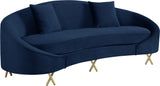 Serpentine Velvet Contemporary Sofa - Elegant Design with Plush Comfort and Gold Steel Legs for Chic Homes