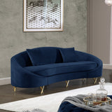 Serpentine Velvet Contemporary Sofa - Elegant Design with Plush Comfort and Gold Steel Legs for Chic Homes