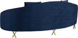 Serpentine Velvet Contemporary Sofa - Elegant Design with Plush Comfort and Gold Steel Legs for Chic Homes