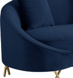 Serpentine Velvet Contemporary Sofa - Elegant Design with Plush Comfort and Gold Steel Legs for Chic Homes
