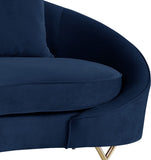 Serpentine Velvet Contemporary Sofa - Elegant Design with Plush Comfort and Gold Steel Legs for Chic Homes