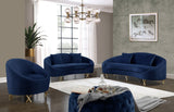 Serpentine Velvet Contemporary Sofa - Elegant Design with Plush Comfort and Gold Steel Legs for Chic Homes