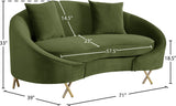 Serpentine Velvet Loveseat - Stylish Contemporary Design with Plush Comfort and Elegant Gold Legs