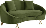 Serpentine Velvet Loveseat - Stylish Contemporary Design with Plush Comfort and Elegant Gold Legs