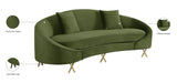 Serpentine Velvet Contemporary Sofa - Elegant Design with Plush Comfort and Gold Steel Legs for Chic Homes