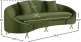Serpentine Velvet Contemporary Sofa - Elegant Design with Plush Comfort and Gold Steel Legs for Chic Homes