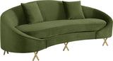 Serpentine Velvet Contemporary Sofa - Elegant Design with Plush Comfort and Gold Steel Legs for Chic Homes