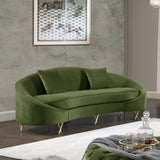 Serpentine Velvet Contemporary Sofa - Elegant Design with Plush Comfort and Gold Steel Legs for Chic Homes