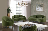 Serpentine Velvet Contemporary Sofa - Elegant Design with Plush Comfort and Gold Steel Legs for Chic Homes
