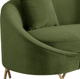 Serpentine Velvet Contemporary Sofa - Elegant Design with Plush Comfort and Gold Steel Legs for Chic Homes
