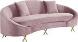 Serpentine Velvet Contemporary Sofa - Elegant Design with Plush Comfort and Gold Steel Legs for Chic Homes