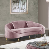 Serpentine Velvet Contemporary Sofa - Elegant Design with Plush Comfort and Gold Steel Legs for Chic Homes