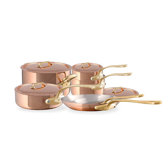 Mauviel M'Heritage M'250 B 10-Piece Cookware Set, Brass Handles