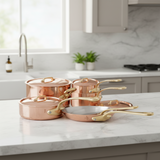 Mauviel M'Heritage M'250 B 10-Piece Cookware Set, Brass Handles