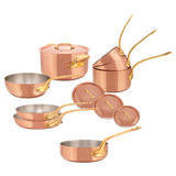 Mauviel M'Heritage M'200 B 12-Piece Copper Cookware Set With Brass Handles