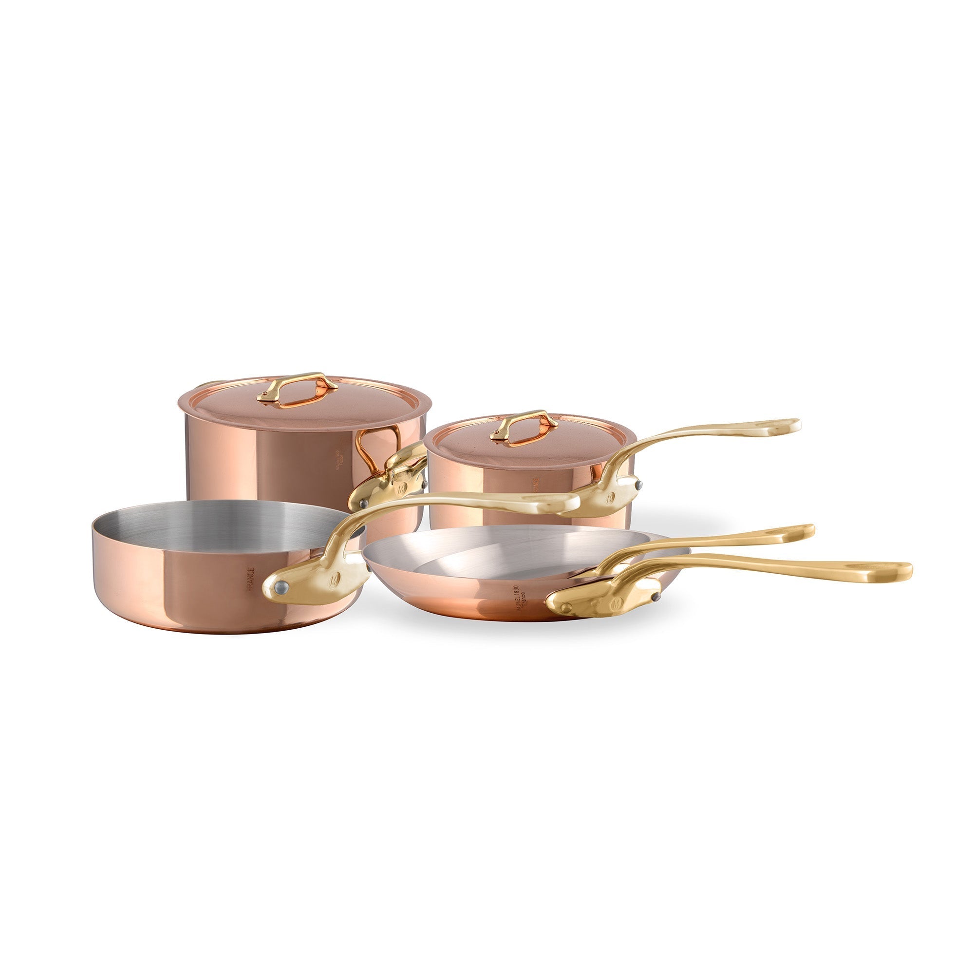 Mauviel M'Heritage 200 B 8-Piece Copper Cookware Set With Brass Handles