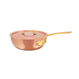 Mauviel M'Heritage M'200 B Copper Chef Pan With Lid, Brass Handle