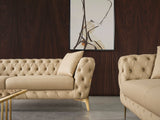 Aurora Contemporary Loveseat with Deep Button Tufting and Gold Stainless Steel Legs for Stylish Comfort
