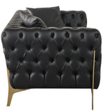 Aurora Contemporary Loveseat with Deep Button Tufting and Gold Stainless Steel Legs for Stylish Comfort