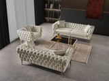 Aurora Contemporary Chair with Gold Legs, Deep Button Tufting & Cozy Pillows for Stylish Comfort