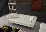 Aurora Contemporary Loveseat with Deep Button Tufting and Gold Stainless Steel Legs for Stylish Comfort