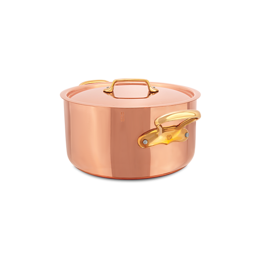 Mauviel M'Heritage M'200 B Copper Stewpan With Lid, Brass Handles