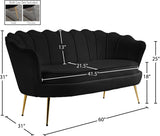 Gardenia Contemporary Loveseat with Deep Channel Tufting and Glam Gold Chrome Legs for Stylish Comfort