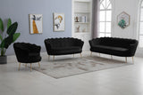 Gardenia Contemporary Loveseat with Deep Channel Tufting and Glam Gold Chrome Legs for Stylish Comfort