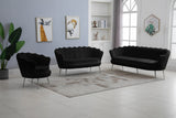 Gardenia Contemporary Loveseat with Deep Channel Tufting and Glam Gold Chrome Legs for Stylish Comfort