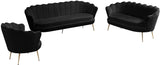 Gardenia Contemporary Loveseat with Deep Channel Tufting and Glam Gold Chrome Legs for Stylish Comfort