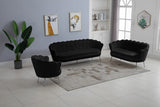 Gardenia Contemporary Loveseat with Deep Channel Tufting and Glam Gold Chrome Legs for Stylish Comfort