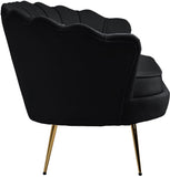 Gardenia Contemporary Loveseat with Deep Channel Tufting and Glam Gold Chrome Legs for Stylish Comfort