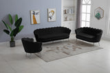 Gardenia Luxe Velvet Sofa with Glam Gold Chrome Legs and Deep Channel Tufting for Modern Elegance