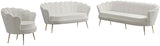 Gardenia Contemporary Loveseat with Deep Channel Tufting and Glam Gold Chrome Legs for Stylish Comfort