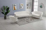 Gardenia Contemporary Loveseat with Deep Channel Tufting and Glam Gold Chrome Legs for Stylish Comfort