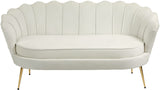 Gardenia Contemporary Loveseat with Deep Channel Tufting and Glam Gold Chrome Legs for Stylish Comfort