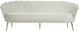 Gardenia Luxe Velvet Sofa with Glam Gold Chrome Legs and Deep Channel Tufting for Modern Elegance