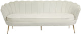 Gardenia Luxe Velvet Sofa with Glam Gold Chrome Legs and Deep Channel Tufting for Modern Elegance
