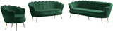 Gardenia Contemporary Loveseat with Deep Channel Tufting and Glam Gold Chrome Legs for Stylish Comfort