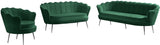 Gardenia Contemporary Loveseat with Deep Channel Tufting and Glam Gold Chrome Legs for Stylish Comfort