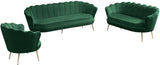 Gardenia Contemporary Loveseat with Deep Channel Tufting and Glam Gold Chrome Legs for Stylish Comfort