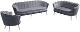 Gardenia Contemporary Loveseat with Deep Channel Tufting and Glam Gold Chrome Legs for Stylish Comfort