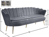 Gardenia Luxe Velvet Sofa with Glam Gold Chrome Legs and Deep Channel Tufting for Modern Elegance