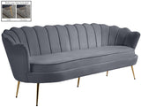 Gardenia Luxe Velvet Sofa with Glam Gold Chrome Legs and Deep Channel Tufting for Modern Elegance