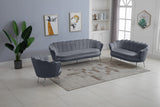 Gardenia Luxe Velvet Sofa with Glam Gold Chrome Legs and Deep Channel Tufting for Modern Elegance