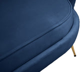 Gardenia Contemporary Loveseat with Deep Channel Tufting and Glam Gold Chrome Legs for Stylish Comfort