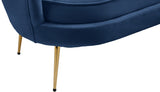 Gardenia Contemporary Loveseat with Deep Channel Tufting and Glam Gold Chrome Legs for Stylish Comfort