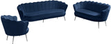 Gardenia Contemporary Loveseat with Deep Channel Tufting and Glam Gold Chrome Legs for Stylish Comfort