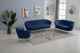 Gardenia Contemporary Loveseat with Deep Channel Tufting and Glam Gold Chrome Legs for Stylish Comfort